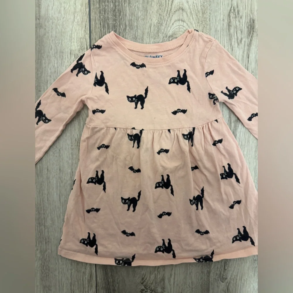 Old Navy Pink Dress with Black Cat Print - Picture 2 of 8